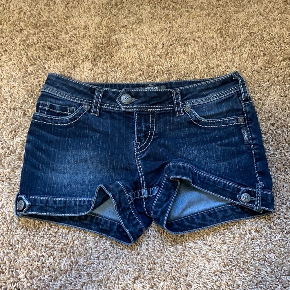 Silver brand dark wash denim shorts